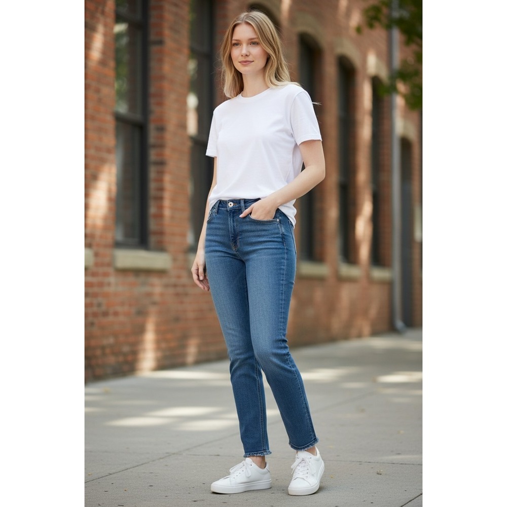 Hudson Barbara Skinny Jeans Womens 26 Blue High Waist Raw Hem